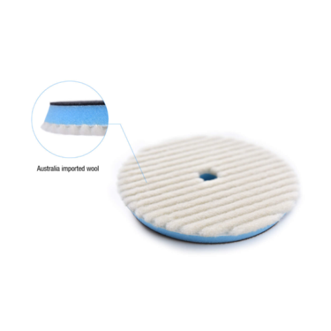 Shine Mate 41735-6 Knitted Wool Pad Blue Foam 75/80 mm / Mavi Ara Tabanlı Agresif Yün Pasta Keçesi