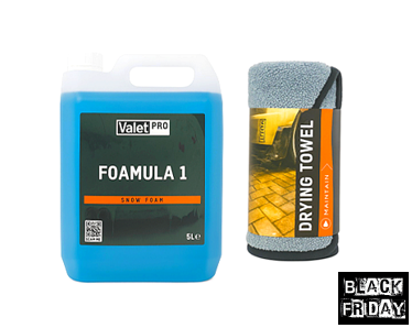 Valet Pro Foamula 1 Ph Neutral Snow Foam 5 Lt / Yıkama Köpüğü + Valet Pro Drying Towel Grey 50*80 / Gri Kurulama Bezi